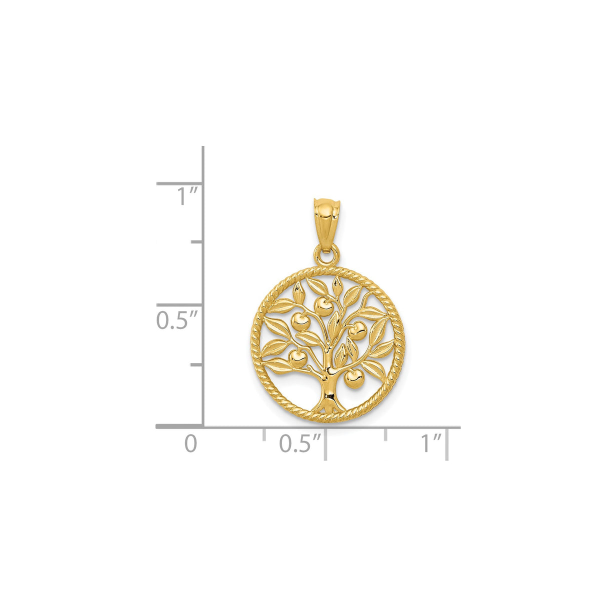 14k Yellow Gold Tree of Life Pendant with Branches, Leaves, and Fruit Design for Women