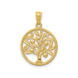 14k Yellow Gold Tree of Life Pendant with Branches, Leaves, and Fruit Design for Women