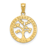 14k Yellow Gold Family Tree Pendant with Heart Accents, Unity and Heritage Symbolic Jewelry