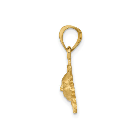 14k Yellow Gold Sun Face Pendant, Serene Expression, Celestial and Spiritual Jewelry Charm
