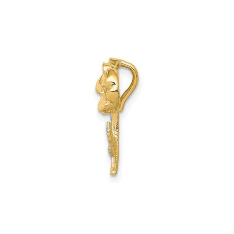 14k Multi-Tone Gold Rose Pendant with Detailed Petals and Leaves