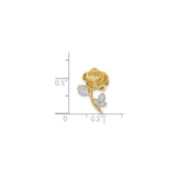 14k Multi-Tone Gold Rose Pendant with Detailed Petals and Leaves