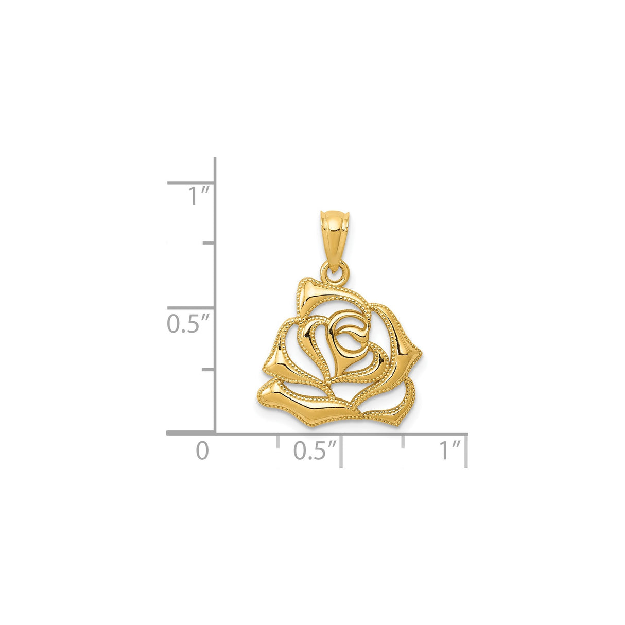 14k Yellow Gold Rose Flower Pendant with Openwork Floral Design for Women