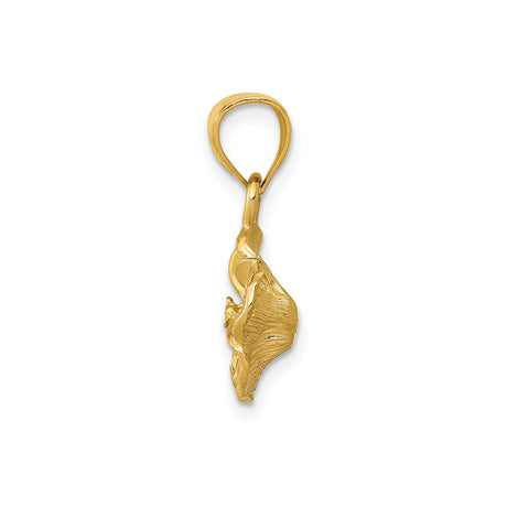 14k Yellow Gold Flower Pendant with Satin Finish, Textured Blossom Design, Feminine Botanical Jewelry