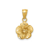 14k Yellow Gold Flower Pendant with Satin Finish, Textured Blossom Design, Feminine Botanical Jewelry