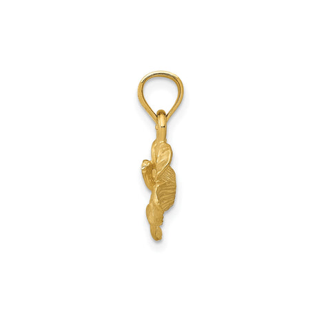 14k Yellow Gold Hibiscus Flower Pendant, Tropical Blossom Charm for Women