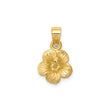 14k Yellow Gold Hibiscus Flower Pendant, Tropical Blossom Charm for Women
