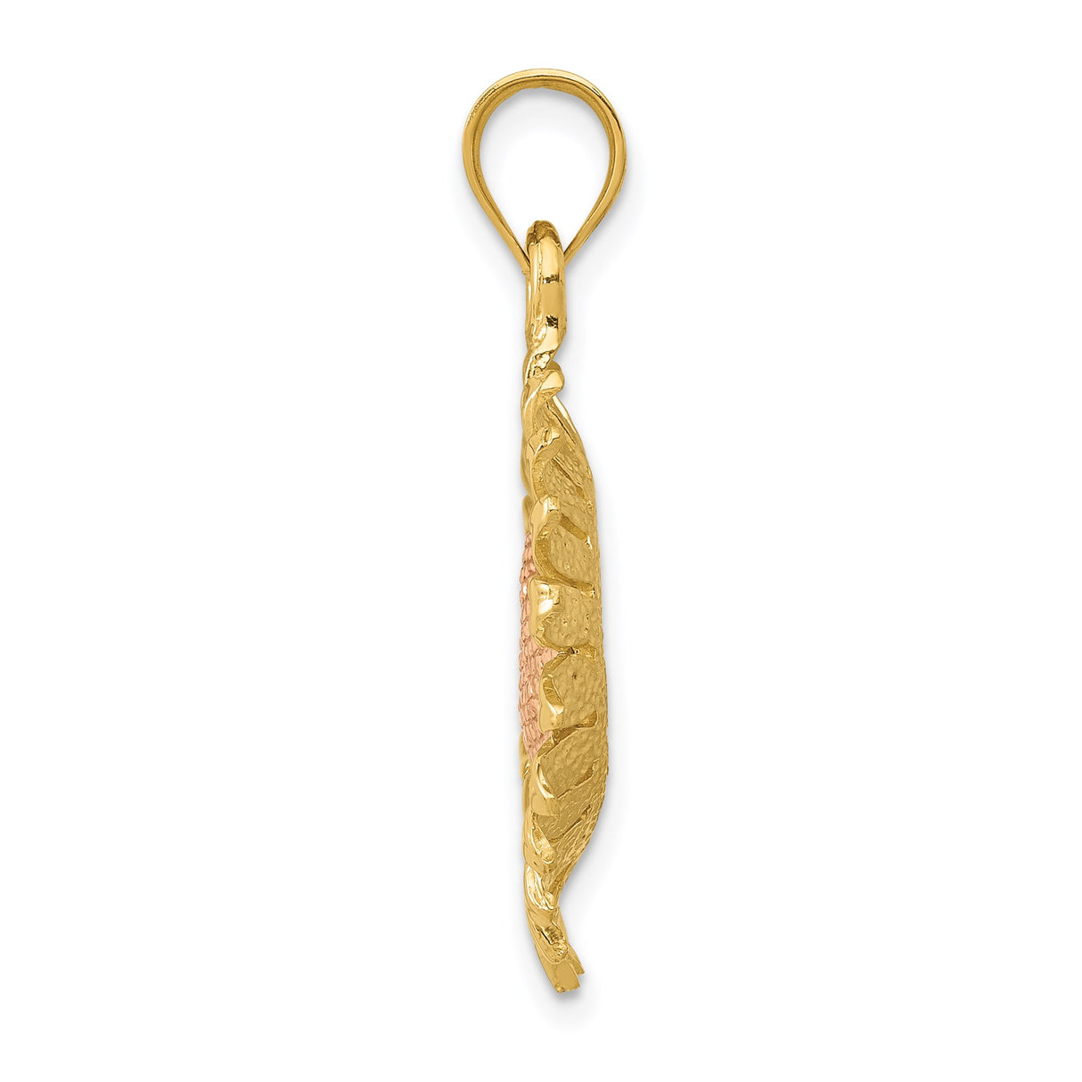 14k Two-Tone Gold Sunflower Pendant with Yellow Gold Petals and Rose Gold Center