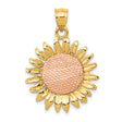 14k Two-Tone Gold Sunflower Pendant with Yellow Gold Petals and Rose Gold Center