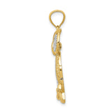 14k Multi-Tone Gold Owl Pendant, Two-Tone Bird Charm with Perched Design
