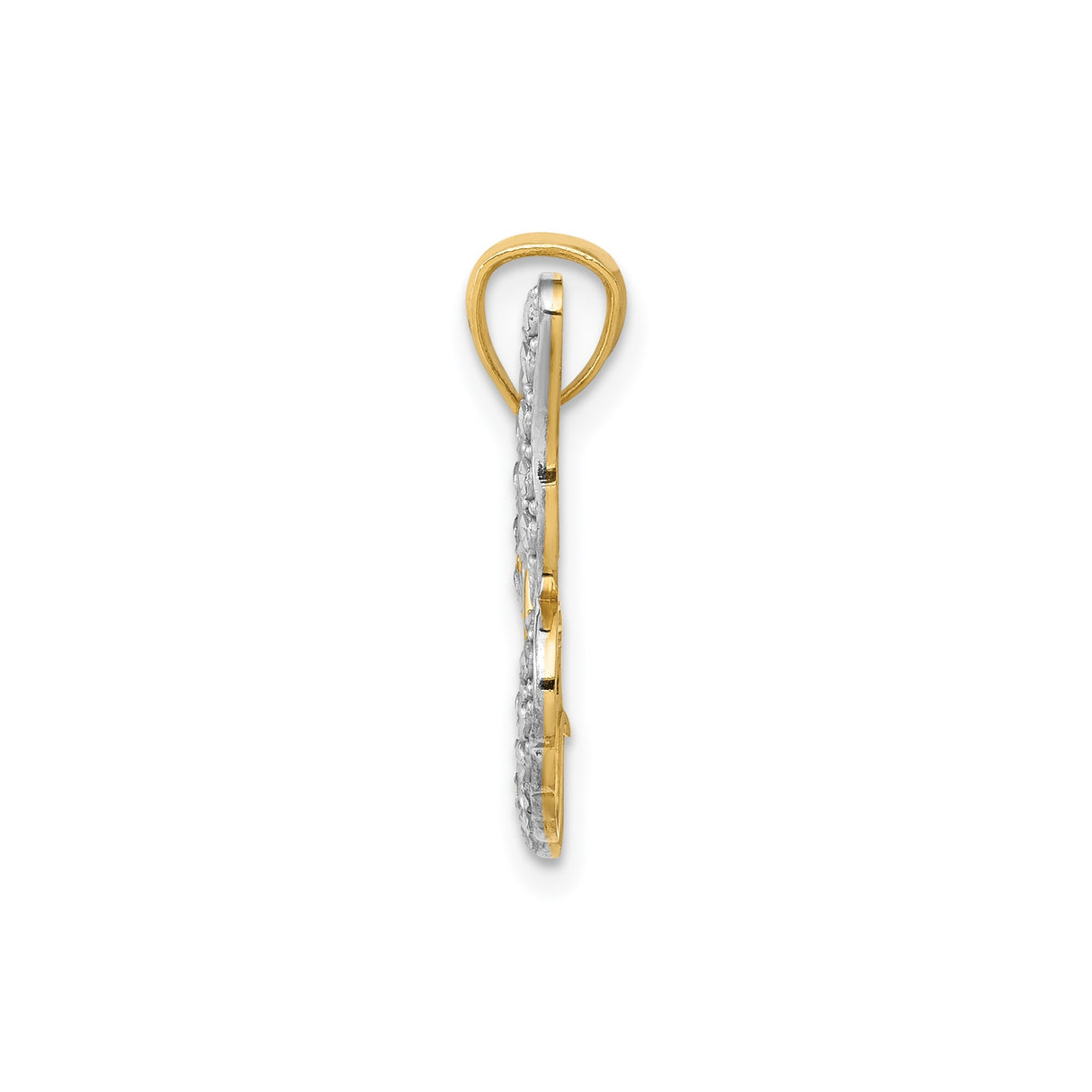 14k Multi-Tone Gold Butterfly Pendant with Openwork Filigree and Diamond-Cut Accents