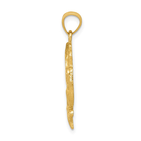 14k Yellow Gold Hummingbird Pendant with Flower Detail, Symbolic Nature Charm for Women