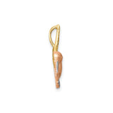 14k Two Tone Gold Hummingbird Pendant with Yellow, White, and Rose Accents, Nature Bird Charm for Women