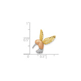 14k Two Tone Gold Hummingbird Pendant with Yellow, White, and Rose Accents, Nature Bird Charm for Women