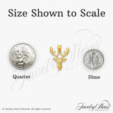 14k Yellow Gold Deer Head Pendant with Detailed Antlers, Stag Symbol for Men