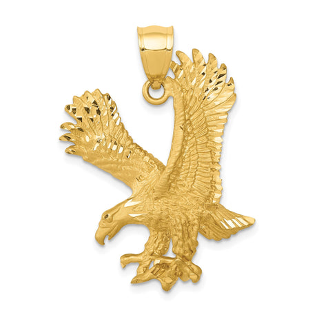 14k Yellow Gold Eagle Pendant with Outstretched Wings, Patriotic American Symbol for Men