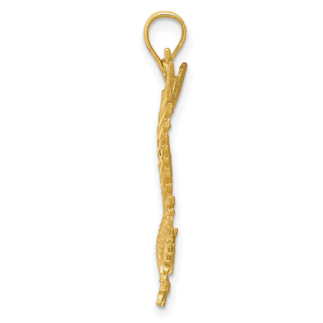 14k Yellow Gold Eagle Pendant, Soaring Bird Design Symbolizing Freedom and Strength for Men