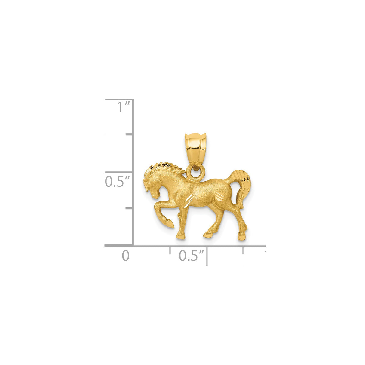14k Yellow Gold Prancing Horse Pendant, Satin Polished Equestrian Charm for Women or Unisex