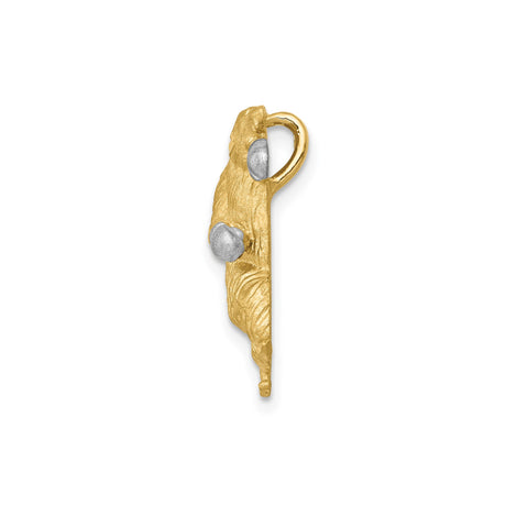 14k Multi-Tone Gold Boxing Bear Pendant with Rhodium Detail, Symbol of Strength and Courage