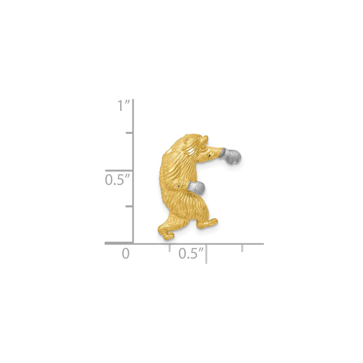 14k Multi-Tone Gold Boxing Bear Pendant with Rhodium Detail, Symbol of Strength and Courage