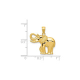 14k Yellow Gold Elephant Pendant with Raised Trunk Symbolizing Luck and Strength