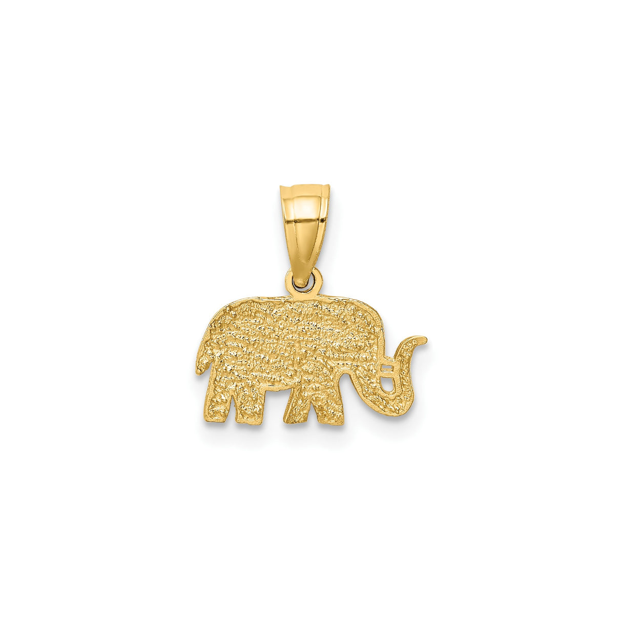 14k Yellow Gold Elephant Pendant with Raised Trunk, Symbol of Wisdom and Strength for Women