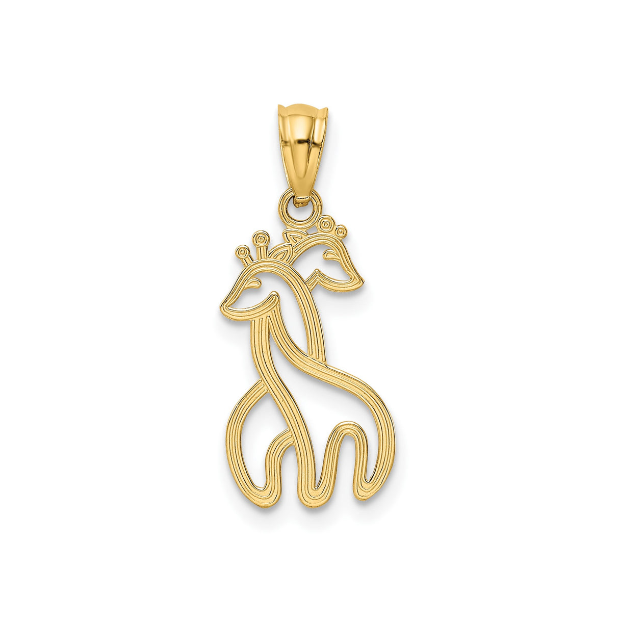 14k Yellow Gold Giraffe Pendant, Intertwined Animal Charm, Nature and Safari Wildlife Theme