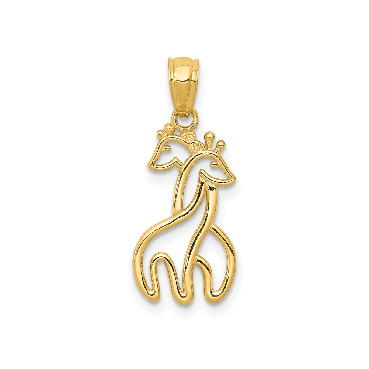 14k Yellow Gold Giraffe Pendant, Intertwined Animal Charm, Nature and Safari Wildlife Theme