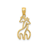 14k Yellow Gold Giraffe Pendant, Intertwined Animal Charm, Nature and Safari Wildlife Theme