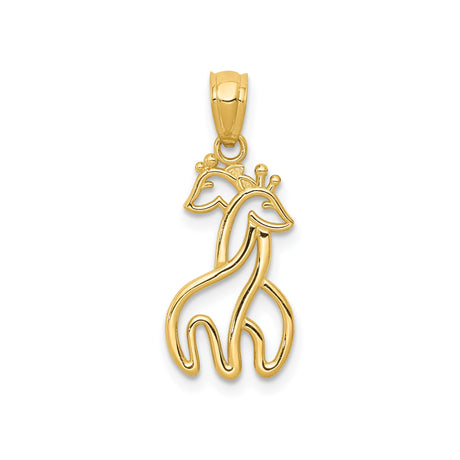 14k Yellow Gold Giraffe Pendant, Intertwined Animal Charm, Nature and Safari Wildlife Theme