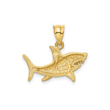 14k Yellow Gold Shark Pendant, Great White Design, Nautical Marine Life Theme for Men or Unisex