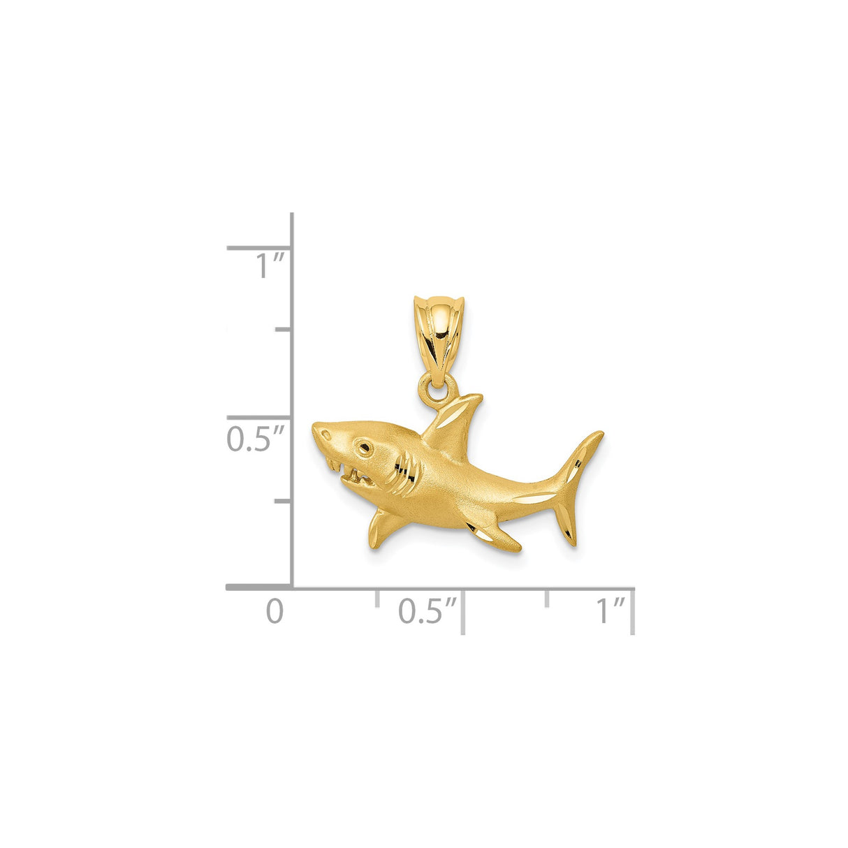 14k Yellow Gold Shark Pendant, Great White Design, Nautical Marine Life Theme for Men or Unisex