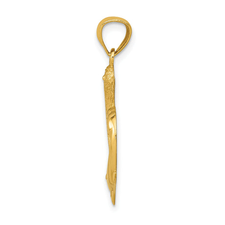 14k Yellow Gold Dolphin Heart Pendant, Two Dolphins Forming Heart Shape, Nautical Jewelry for Women