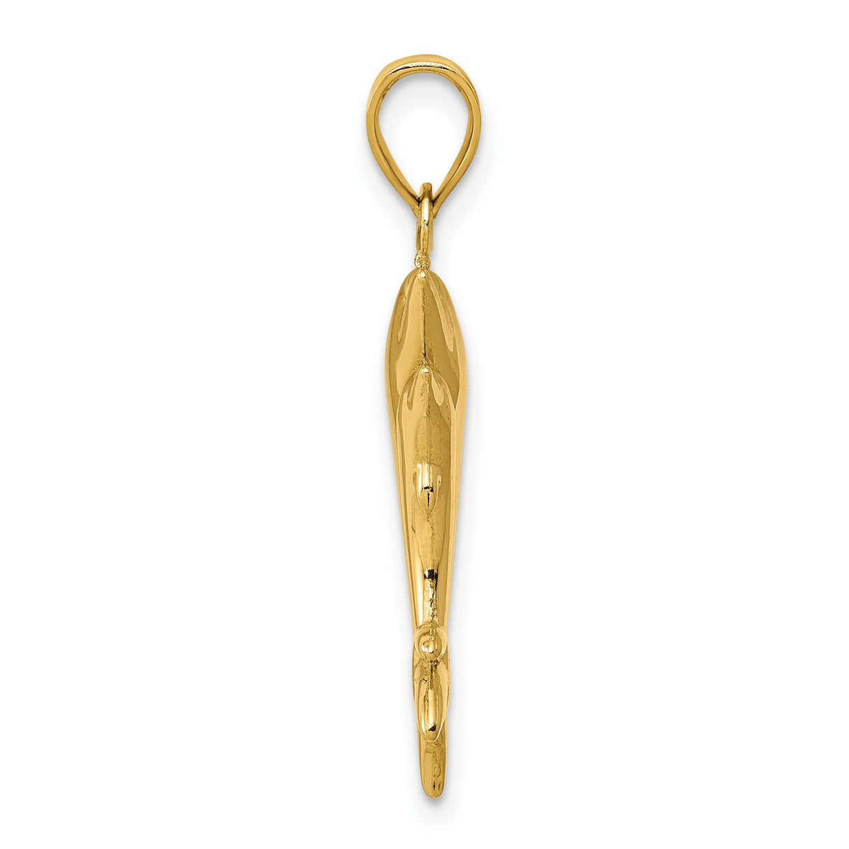 14k Yellow Gold Dolphin Pendant with Two Jumping Dolphins, Nautical Marine Life Charm