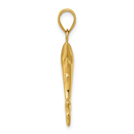 14k Yellow Gold Dolphin Pendant with Two Jumping Dolphins, Nautical Marine Life Charm