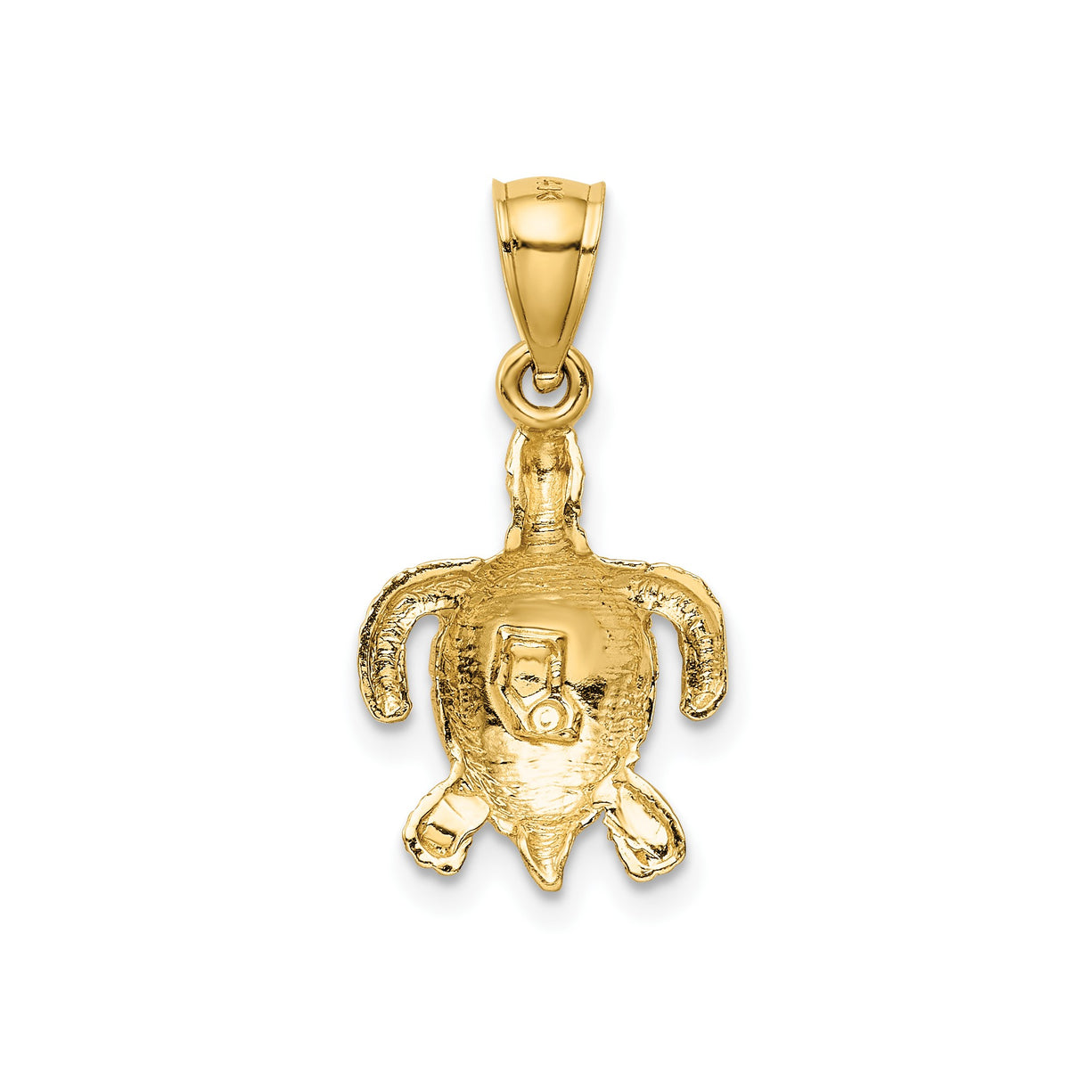 14k Yellow Gold Sea Turtle Pendant, Textured Ocean-Inspired Charm for Women or Unisex Wear