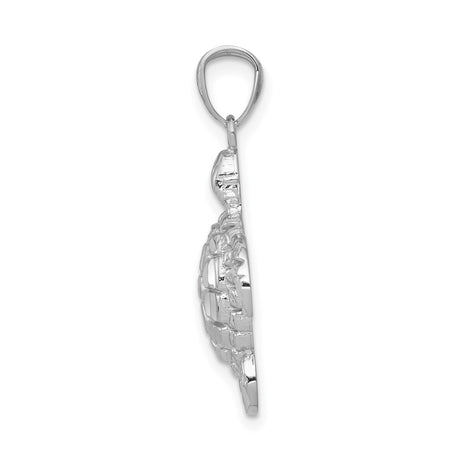 14k White Gold Sea Turtle Pendant, Nature-Inspired Marine Animal Jewelry for Women or Unisex Wear