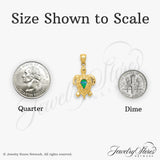 14k Yellow Gold Sea Turtle Pendant with Green Blue Opal Inlay, Nautical Ocean Animal Charm