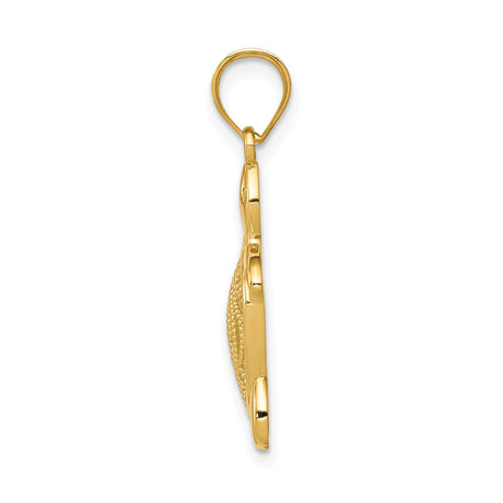 14k Yellow Gold Sea Turtle Pendant with Filigree Detailing, Ocean Life Charm, Spiritual Totem