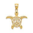 14k Yellow Gold Sea Turtle Pendant with Filigree Detailing, Ocean Life Charm, Spiritual Totem