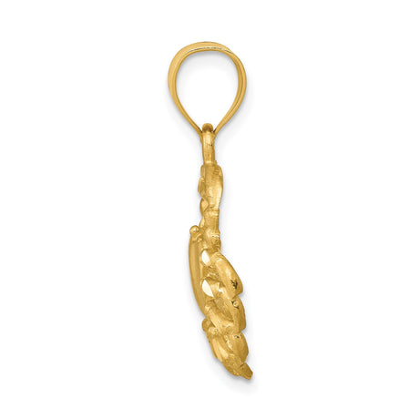 14k Yellow Gold Crab Pendant with Satin Finish, Cancer Zodiac Charm, Beach Style Jewelry