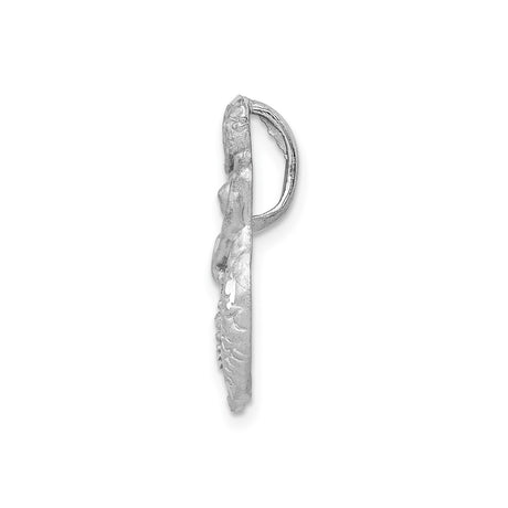 14k White Gold Mermaid Pendant with Starfish, Nautical Ocean Charm for Women