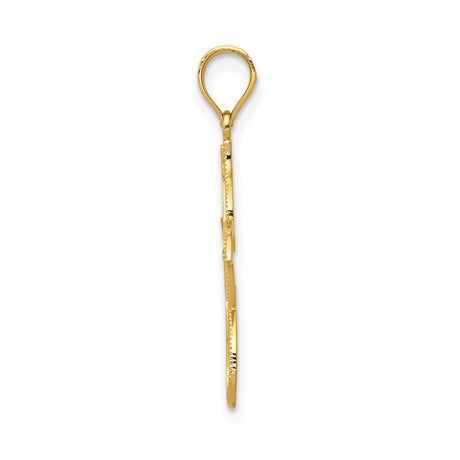 14k Yellow Gold Flower Pendant with Filigree Swirl Pattern and Scrollwork Design for Women