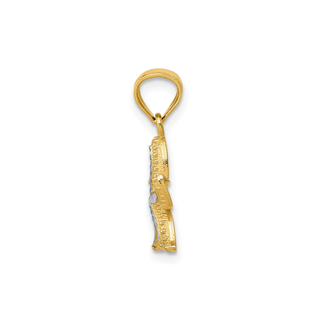 14k Multi-Tone Gold Starfish Pendant, Textured Nautical Marine Design for Women