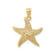 14k Yellow Gold Starfish Pendant with Filigree Detailing, Ocean-Inspired Nautical Charm
