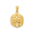 14k Yellow Gold Sand Dollar Pendant with Star Cutout, Nautical Ocean Charm for Women