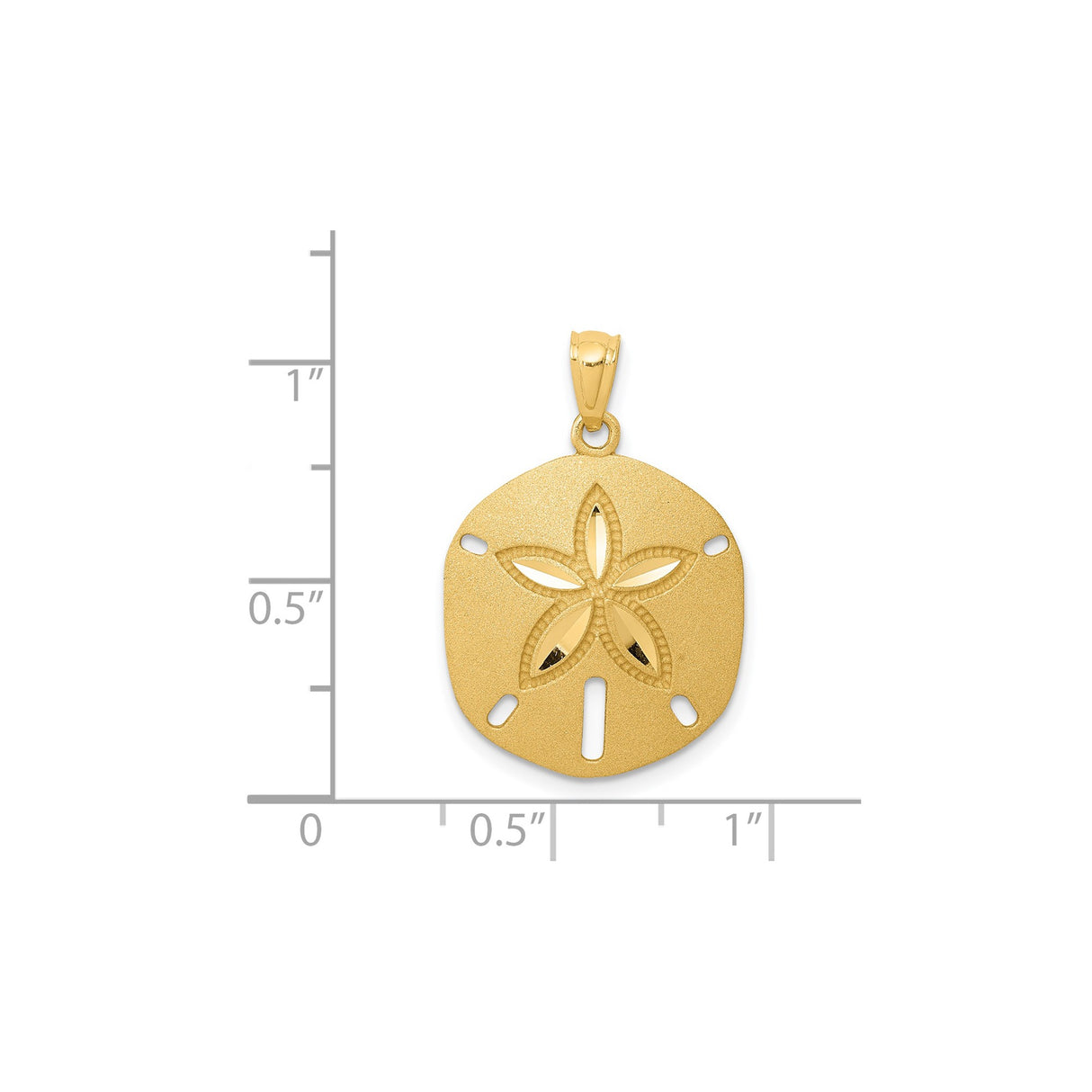 14k Yellow Gold Sand Dollar Pendant with Five Petal Ocean Design, Nautical Beach Charm for Women