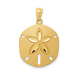 14k Yellow Gold Sand Dollar Pendant with Five Petal Ocean Design, Nautical Beach Charm for Women