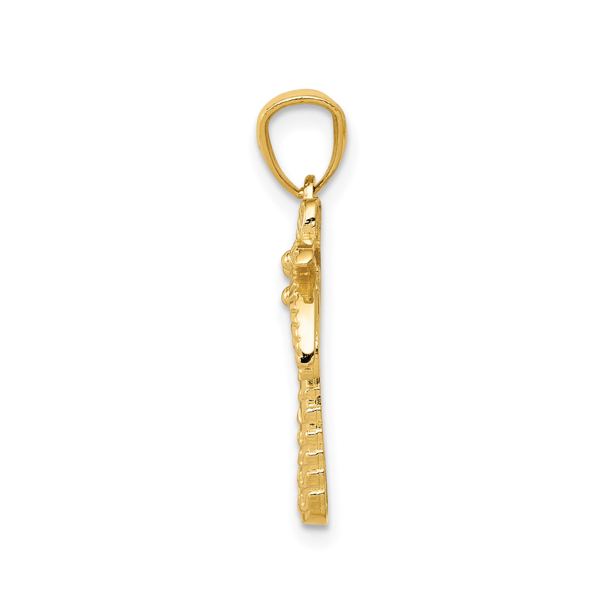 14k Yellow Gold Palm Tree Pendant with Textured Fronds and Trunk, Tropical Vacation Theme