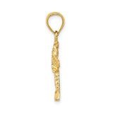 14k Yellow Gold Palm Tree Pendant, Tropical Beach Charm, Nature Inspired Summer Jewelry